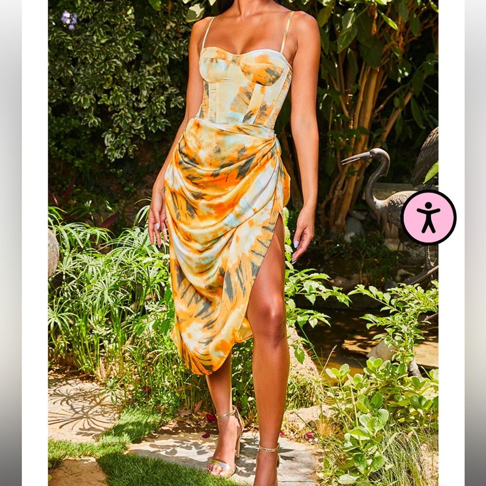 Orange tie dye two piece set Prettylittlething